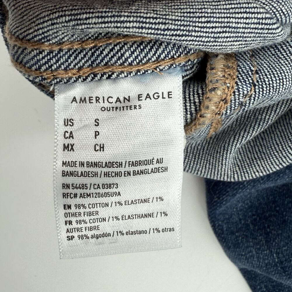American Eagle Jacket Womens Small Blue Distressed Denim Cropped Denim - Picture 6 of 9